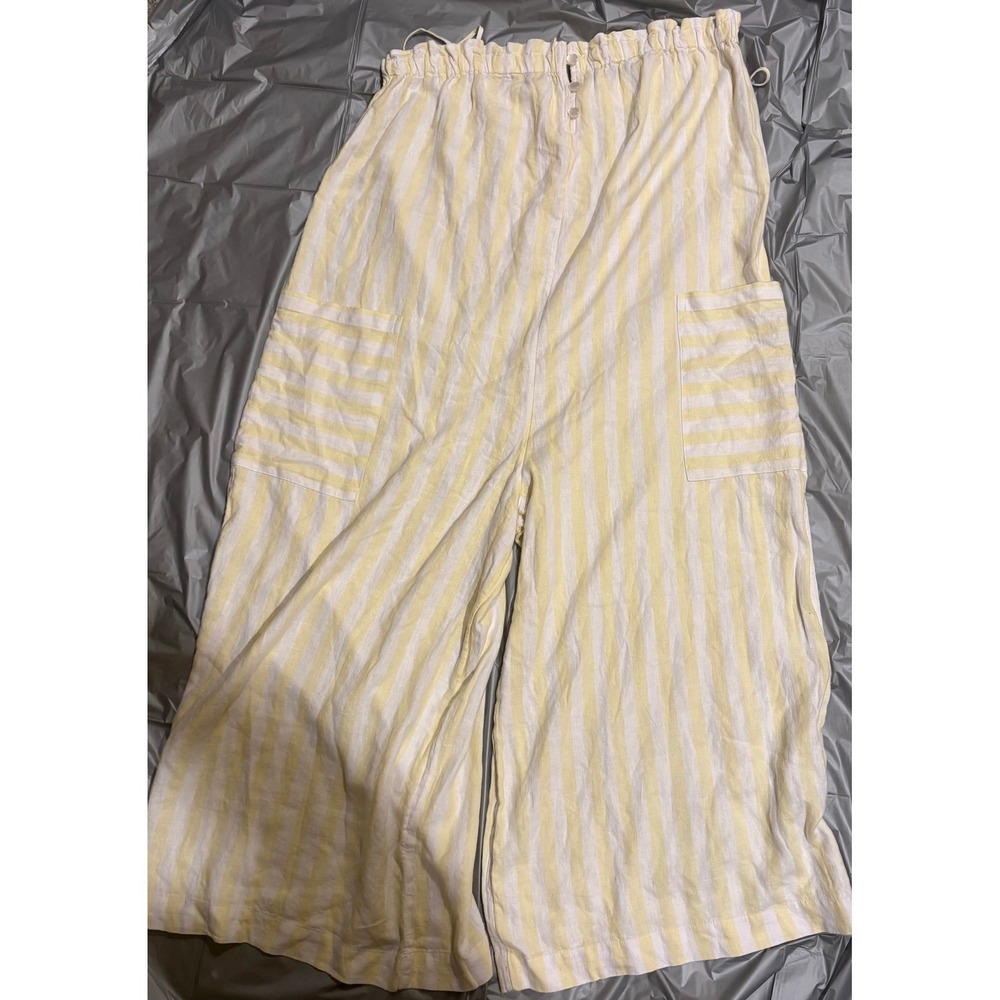 NWT Stoney Clover Lane Target Yellow White Striped Linen Wide Leg Jumpsuit XL